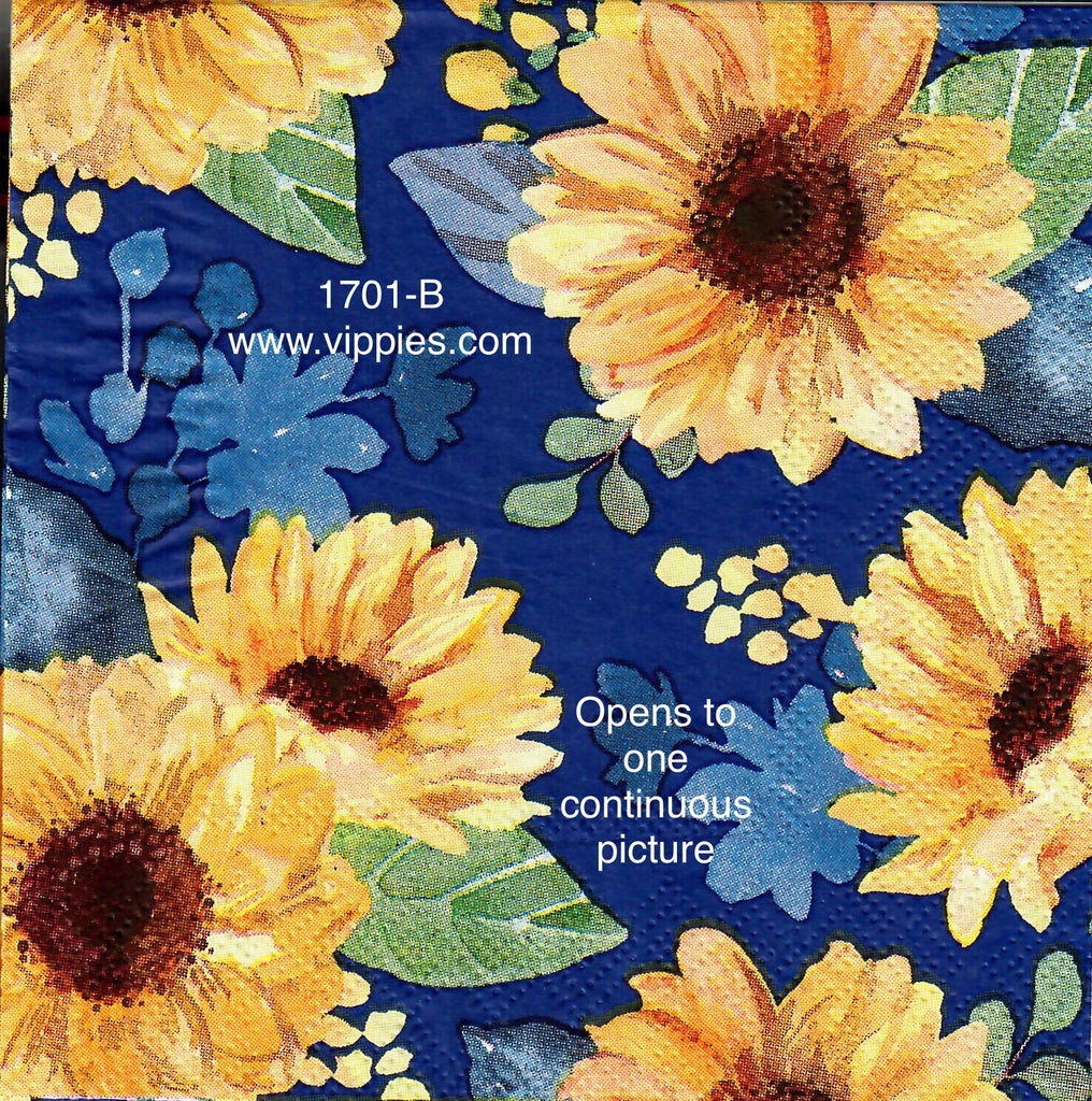 AT-1701-B Dark Blue Sunflowers Napkin for Decoupage