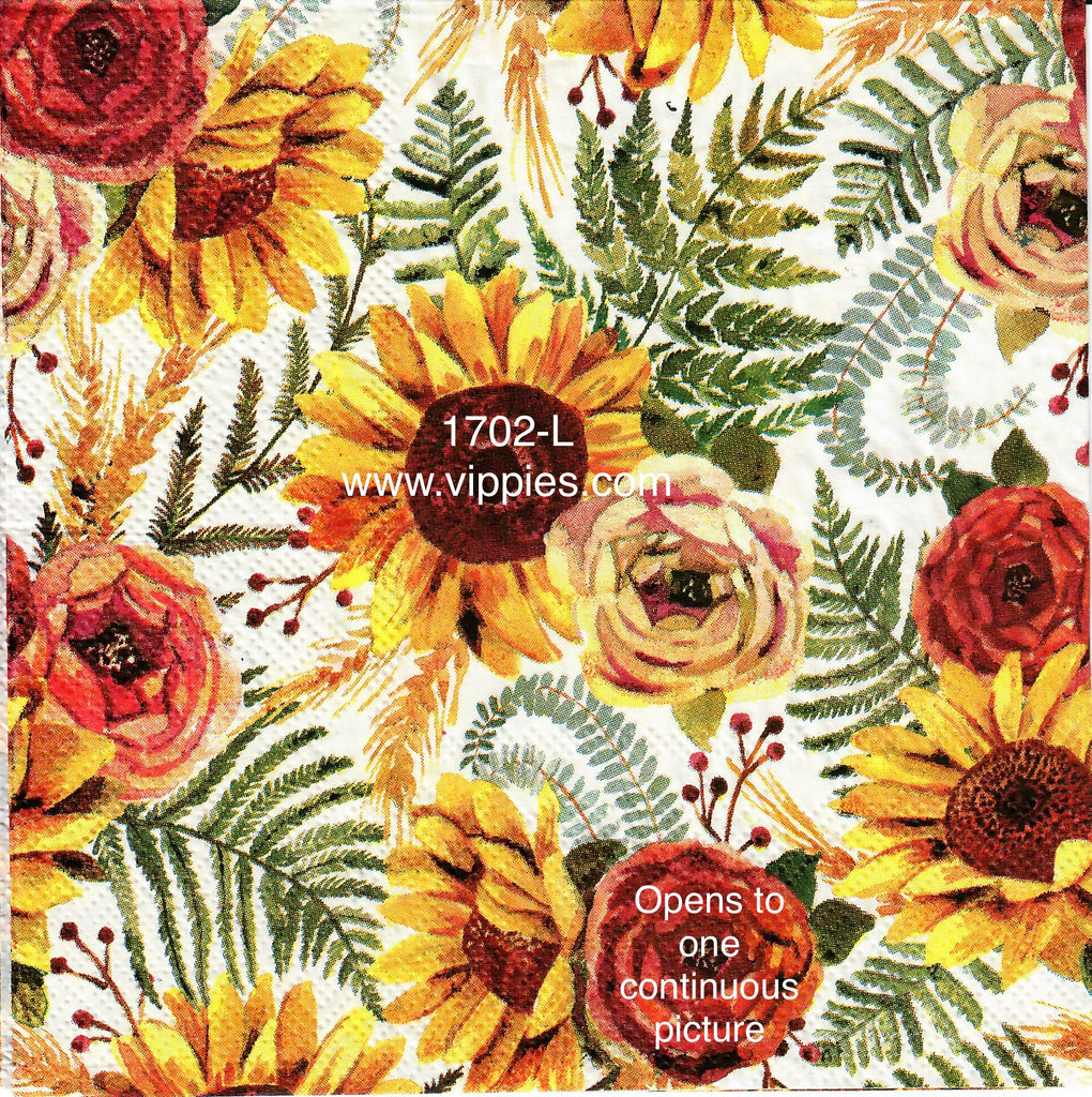 AT-1702-L Sunflower Ferns Napkin for Decoupage