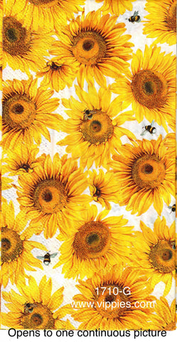 AT-1710-G Yellow Sunflowers Bees Guest Napkin for Decoupage