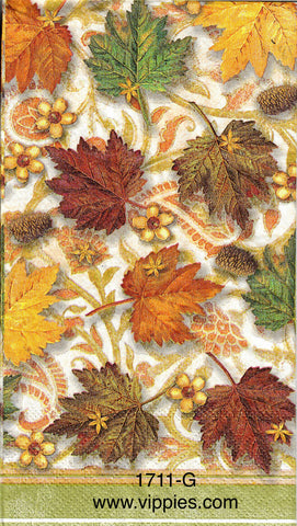 AT-1711-G Golden Leaves Paisley Guest Napkin for Decoupage