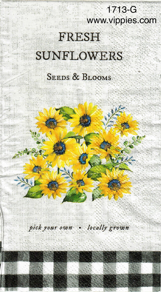 AT-1713-G Fresh Sunflowers Pick Own Guest Napkin for Decoupage
