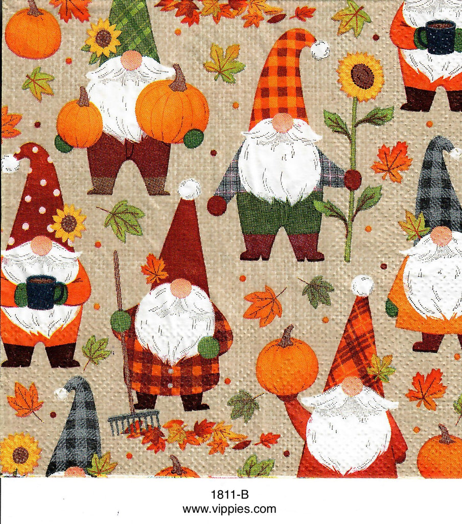 AT-1811 Fall Gnomes in Field Napkin for Decoupage