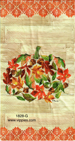 AT-1828-G Pumpkin of Leaves Guest Napkin for Decoupage