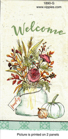 AT-1890 Welcome Jar Flowers Guest Napkin for Decoupage