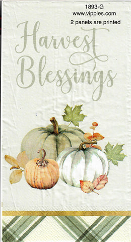 AT-1893 Harvest Blessings Plaid Guest Napkin for Decoupage