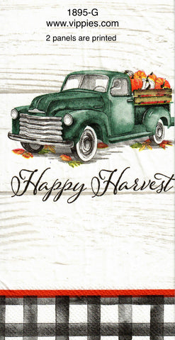 AT-1895 Happy Harvest Green Truck Guest Napkin for Decoupage