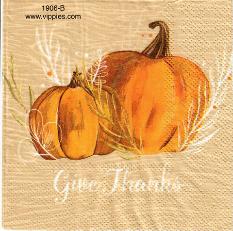 AT-1906 Give Thanks Pumpkin Napkin for Decoupage