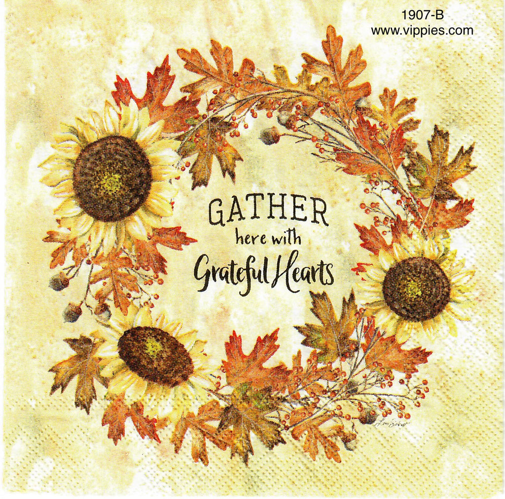 AT-1907 Gather with Grateful Hearts Napkin for Decoupage