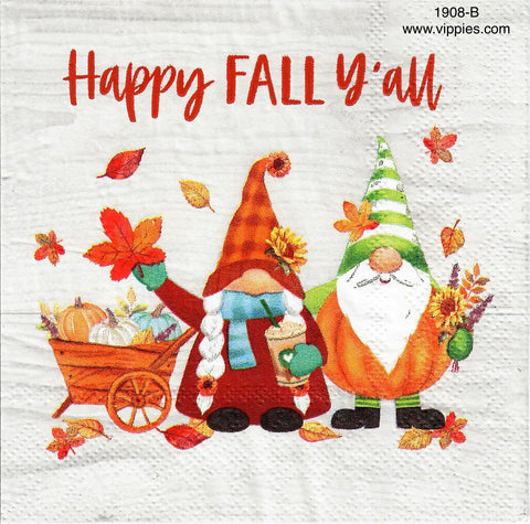 AT-1908 Happy Fall Y'all Gnomes Napkin for Decoupage