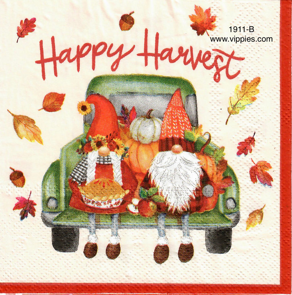 AT-1911 Happy Harvest Gnome Truck Napkin for Decoupage
