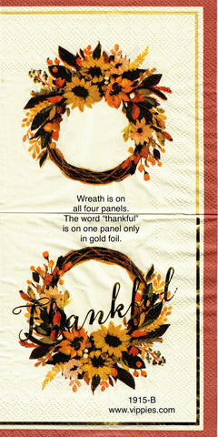 AT-1915 Gold Thankful Wreath Napkin for Decoupage