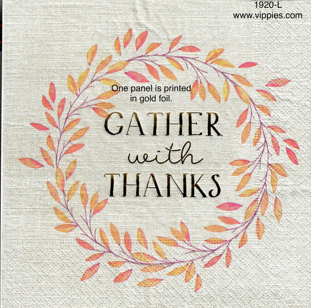 AT-1920 Gather with Thanks Wreath Napkin for Decoupage