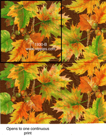 AT-1930 Fall Leaves Brown Background Napkin for Decoupage