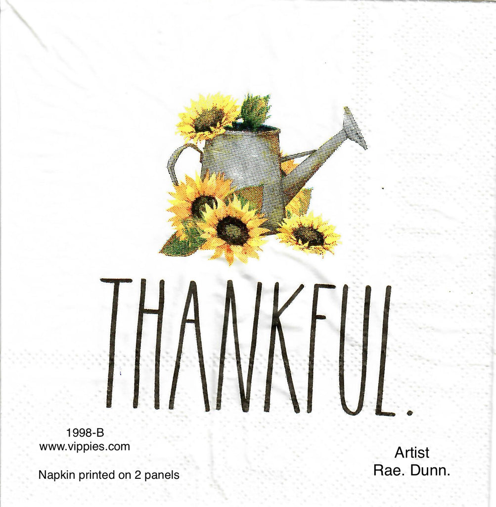 AT-1998-B Rae Dunn Thankful Watering Can Napkin for Decoupage