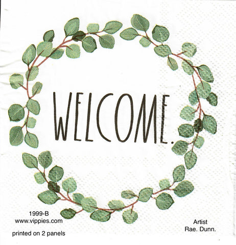 AT-1999-B Rae Dunn Welcome Wreath Napkin for Decoupage