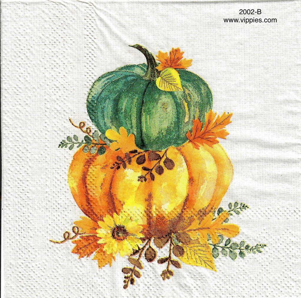 AT-2002-B Two Stacked Pumpkins Napkin for Decoupage