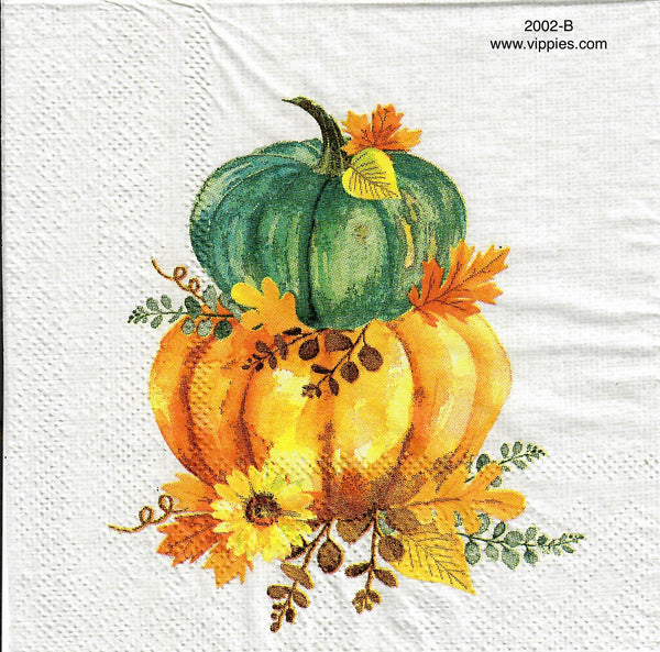 AT2002B Two Stacked Pumpkins Napkin for Decoupage Vippies Designs