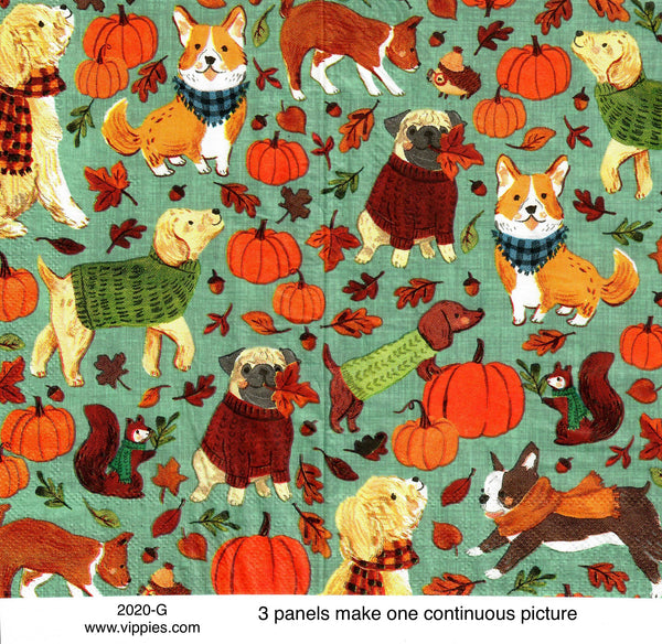 AT-2020-G Autumn Dogs Sweaters Guest Napkin for Decoupage