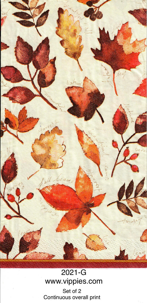 AT-2021-G-S Set of 2 Small Fall Leaves Guest Napkins for Decoupage