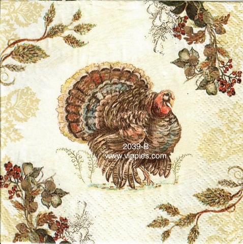 AT-2039-B Turkey Branches Napkin for Decoupage