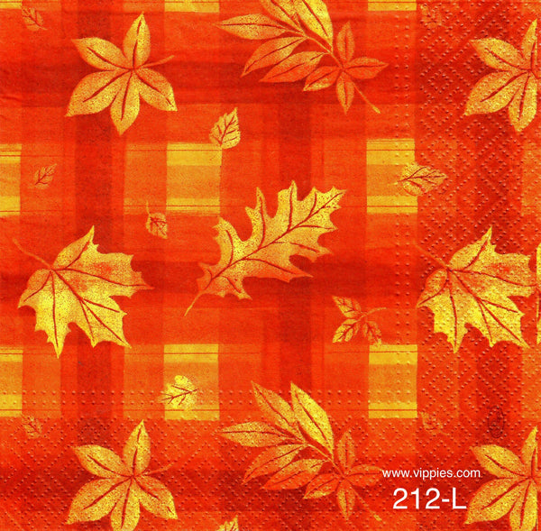 AT-212 Leaves Plaid Napkin for Decoupage
