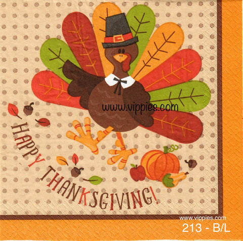 AT-213 Happy Thanksgiving Cartoon Turkey Napkin for Decoupage