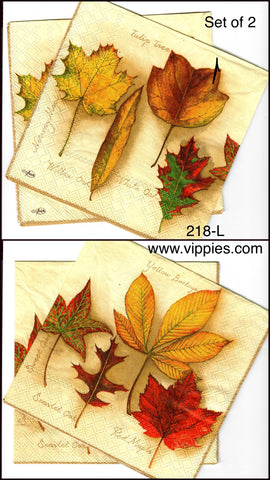 AT-218-S Set of 2 Pale Yellow with Leaves Napkin for Decoupage