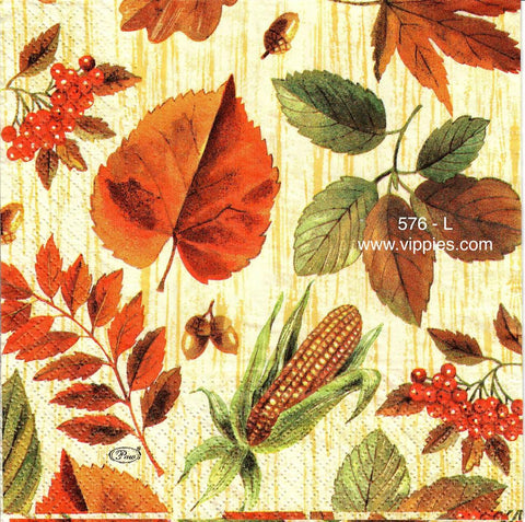 AT-576 Fall Leaves/Corn Napkin for Decoupage