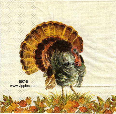 AT-597 Watercolor Turkey Napkin for Decoupage
