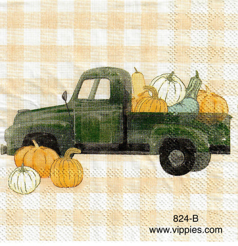 AT-824 Green Pickup Checks Napkin for Decoupage