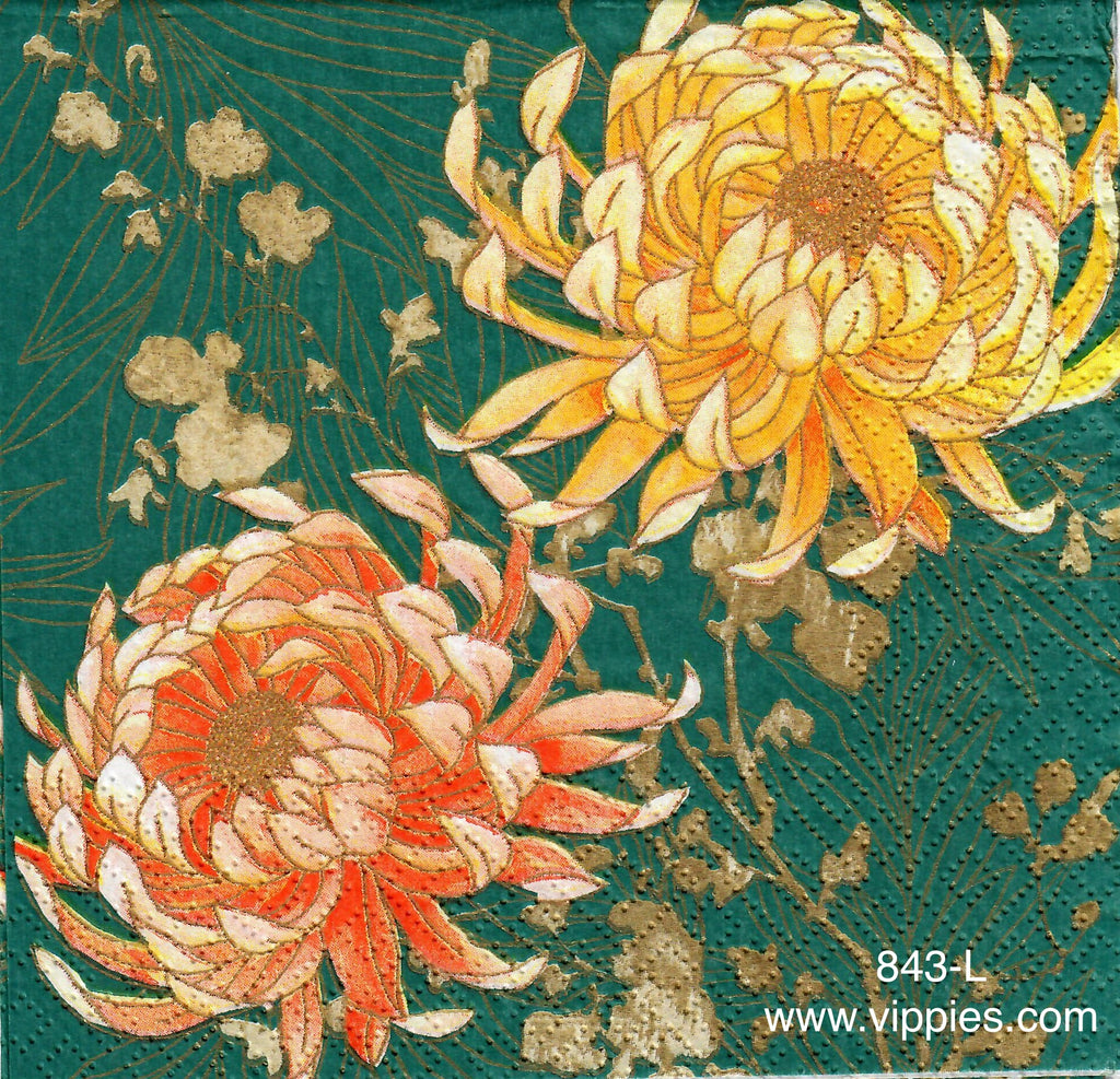 AT-843 Turquoise Mums Napkin for Decoupage
