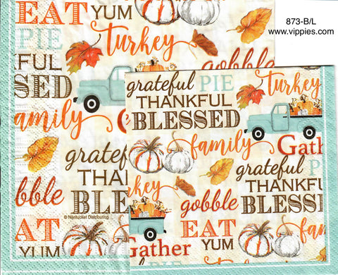 AT-873 Thankful Blue Truck Napkin for Decoupage0