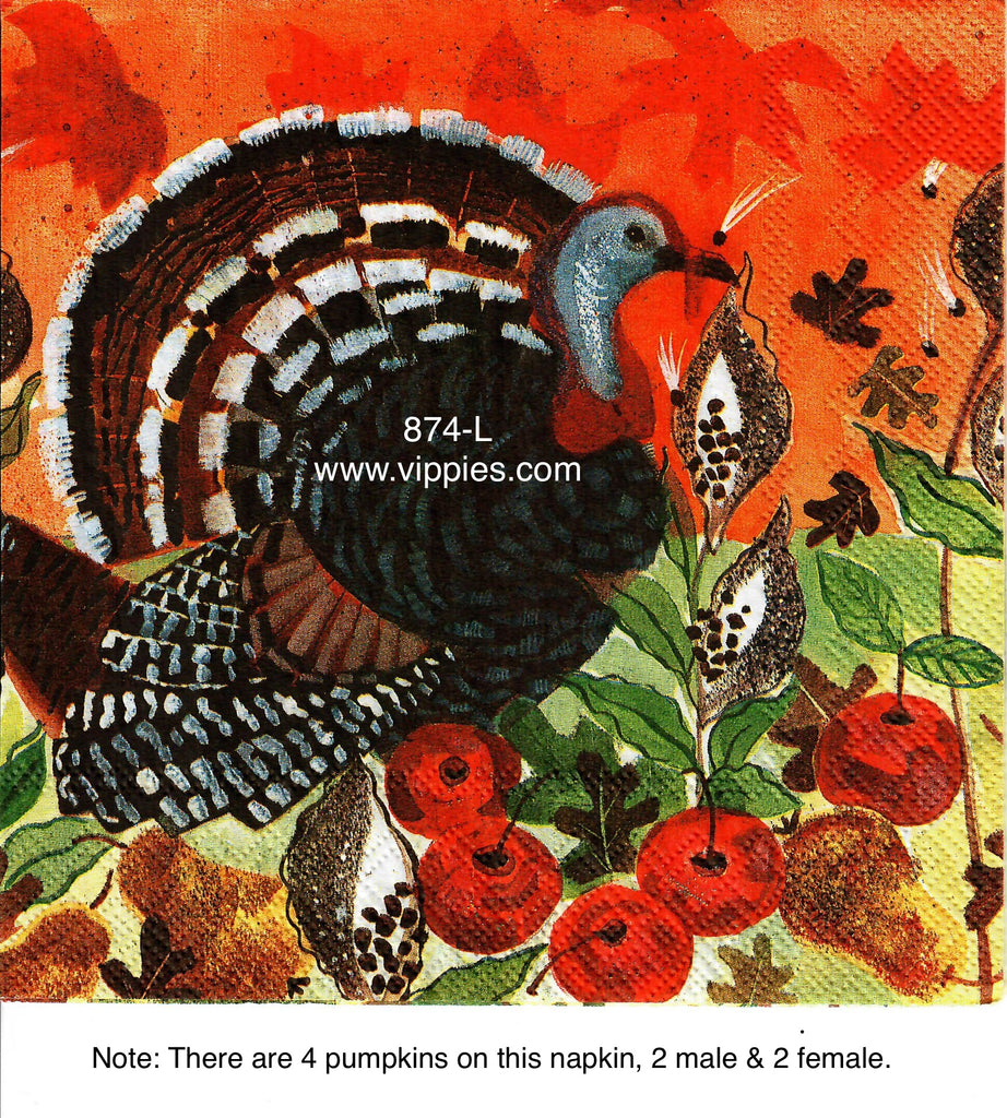 AT-874 Red Turkey Napkin for Decoupage