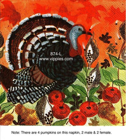 AT-874 Red Turkey Napkin for Decoupage