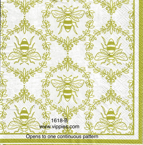 BB-1618-B Bee Wallpaper Green Border Napkin for Decoupage