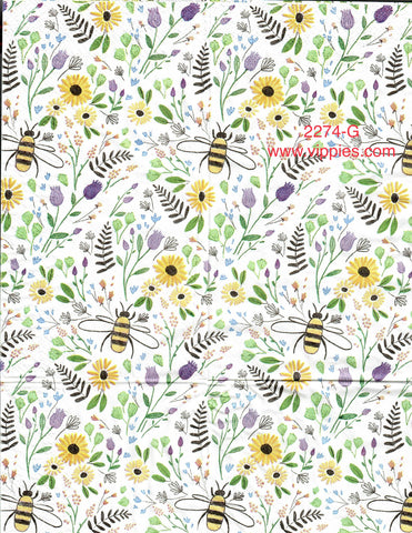 BB-2274-G Bee Sprigs Guest Napkin for Decoupage