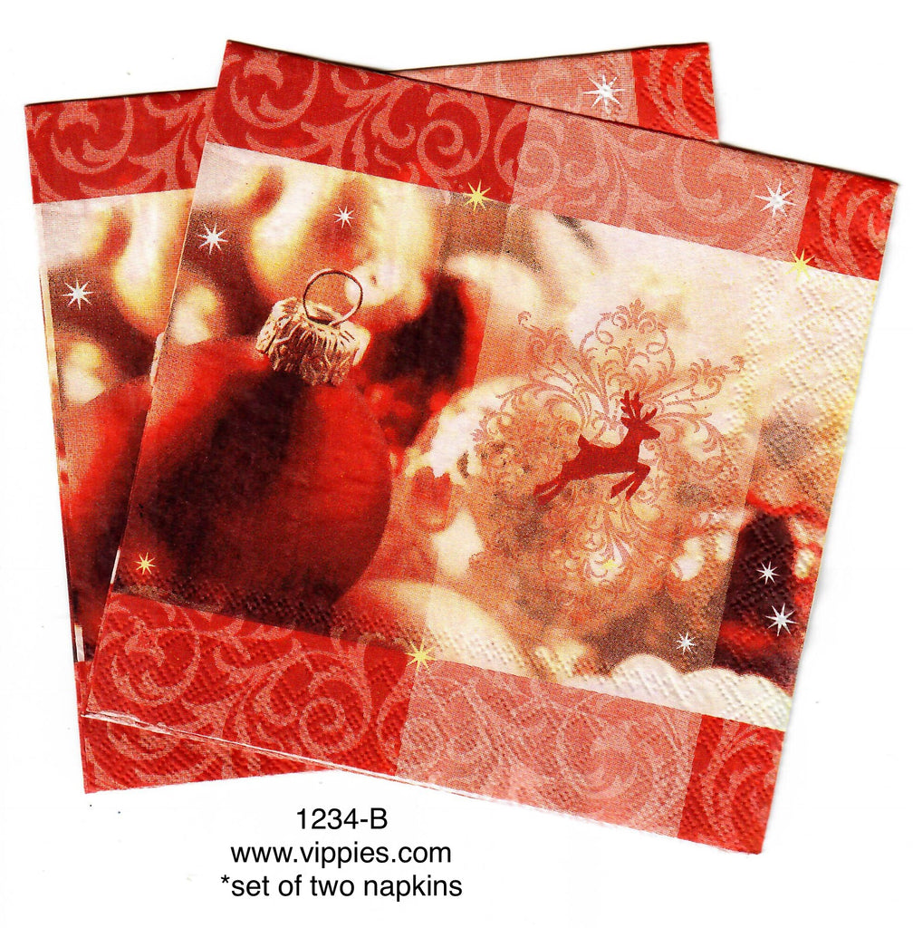 C-1234-S Set of 2 - Rosy Ornaments Napkins for Decoupage