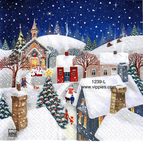 C-1239 Snowy Village Napkin for Decoupage