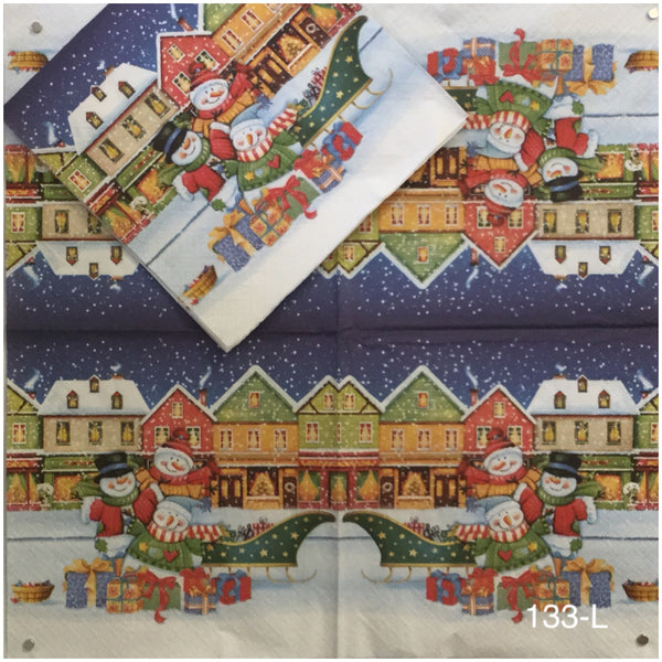 C-133 Snowfamily Town Napkin for Decoupage