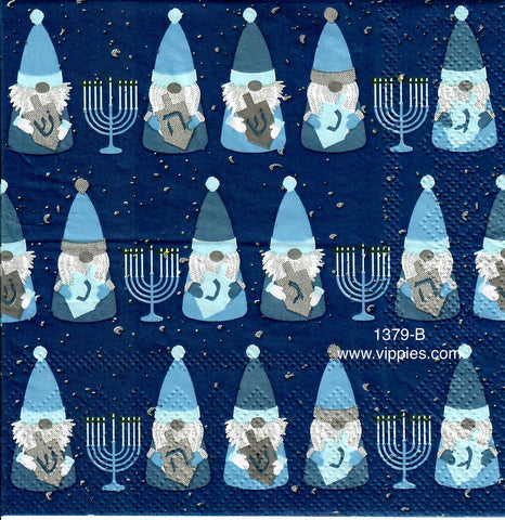 C-1379 Hanukkah Gnomes Menorahs Napkin for Decoupage