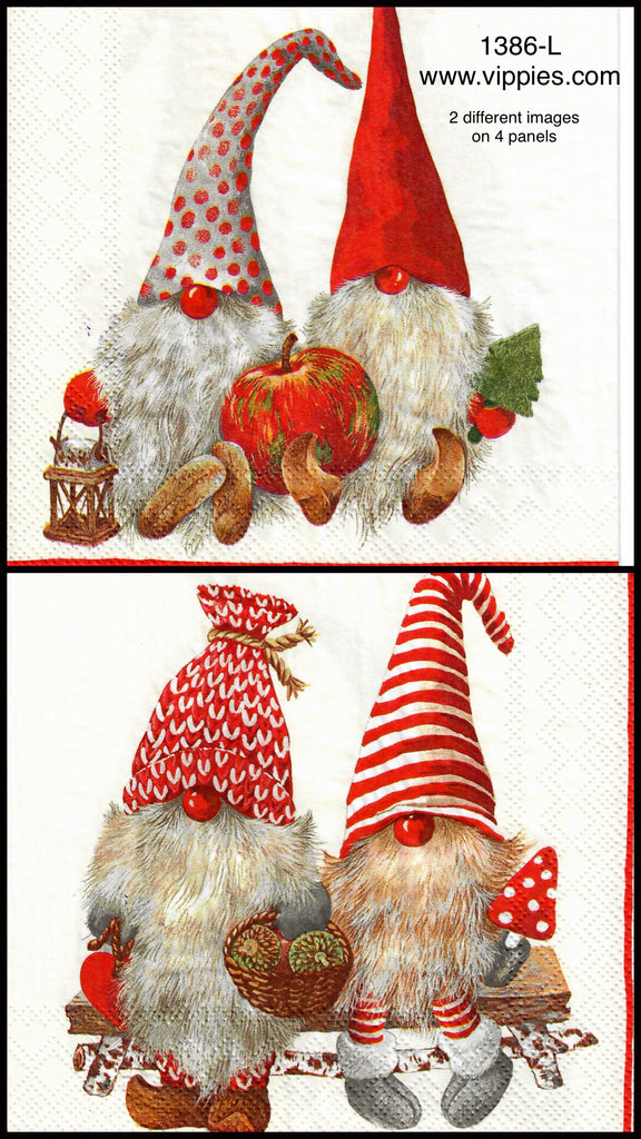 C-1386 Two Gnomes Apple Napkin for Decoupage