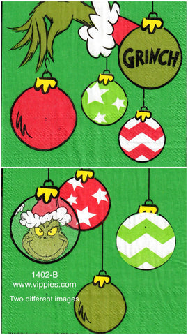 C-1402 Grinch Hand Ornaments Napkin for Decoupage