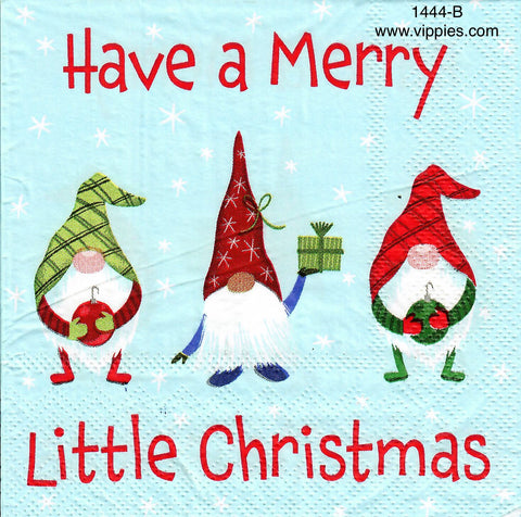 C-1444 Merry Little Christmas Gnomes Napkin for Decoupage