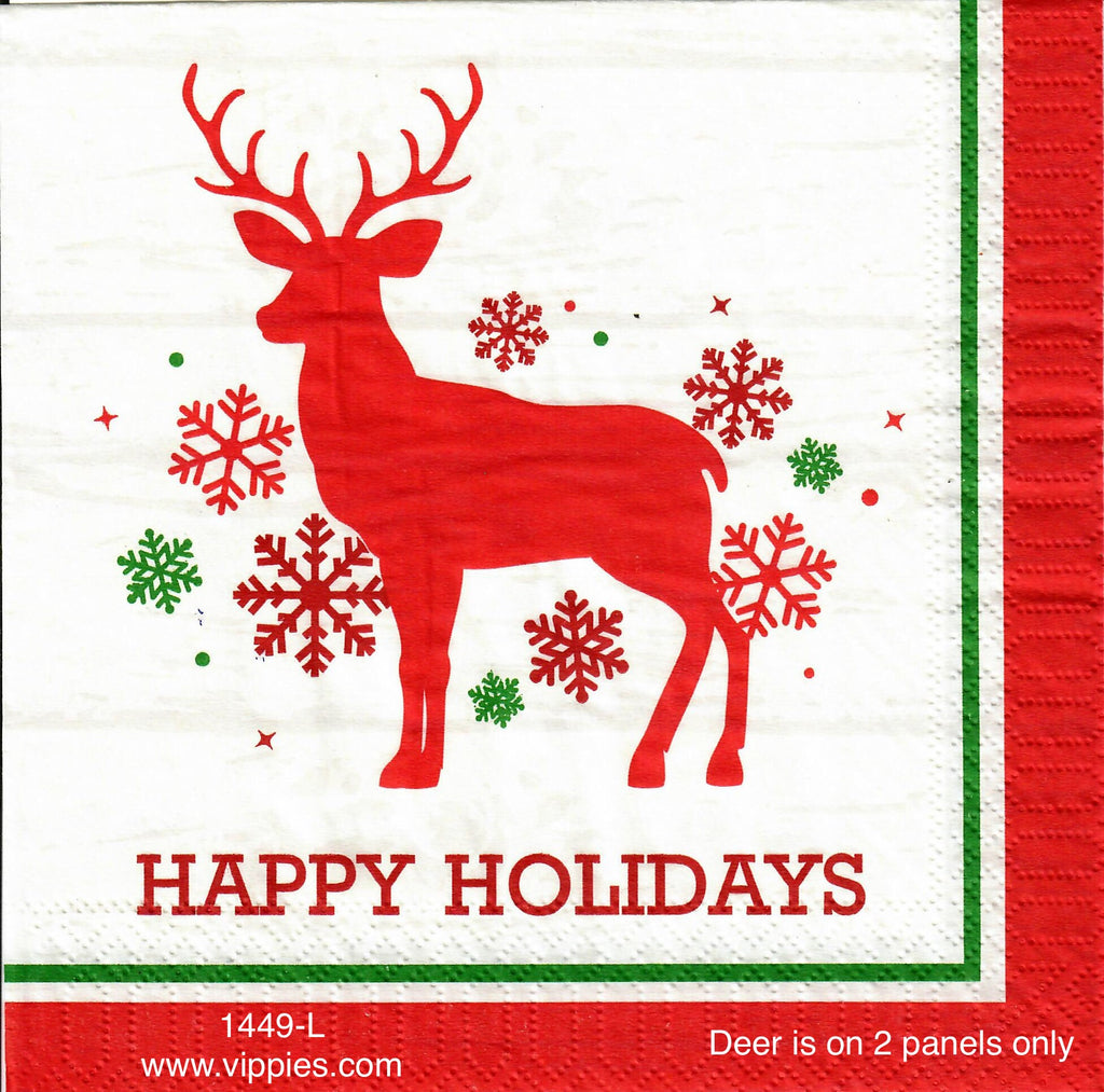 C-1449 Happy Holidays Deer Snowflakes Napkin for Decoupage