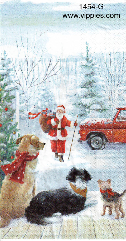 C-1454 Santa Pack Truck Dogs Guest Napkin for Decoupage