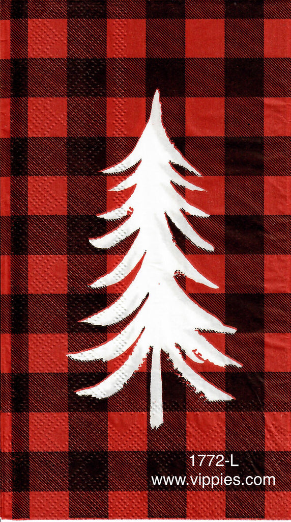 C-1772-G Red Plaid Tree Guest Napkin for Decoupage