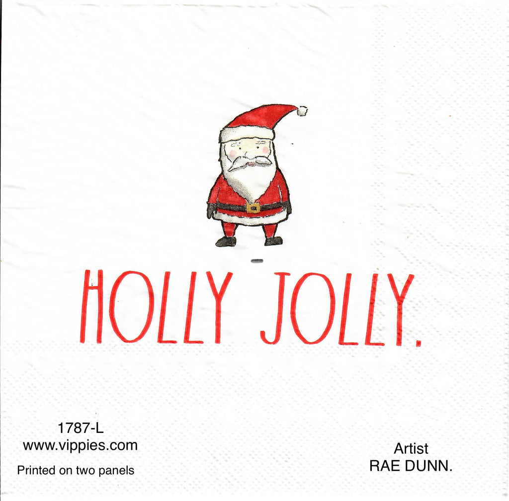 C-1787 Rae Dunn Holly Jolly Santa Napkin for Decoupage
