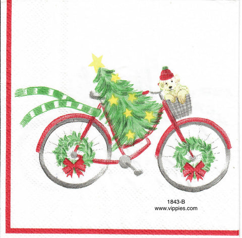 C-1843 Christmas Bike Tree Napkin for Decoupage