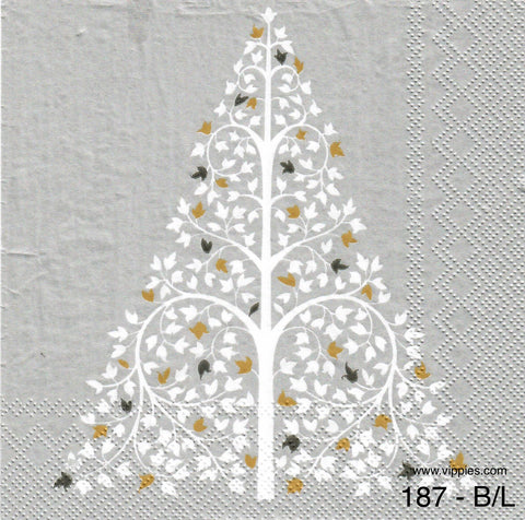 C-187 Silver Tree Napkin for Decoupage