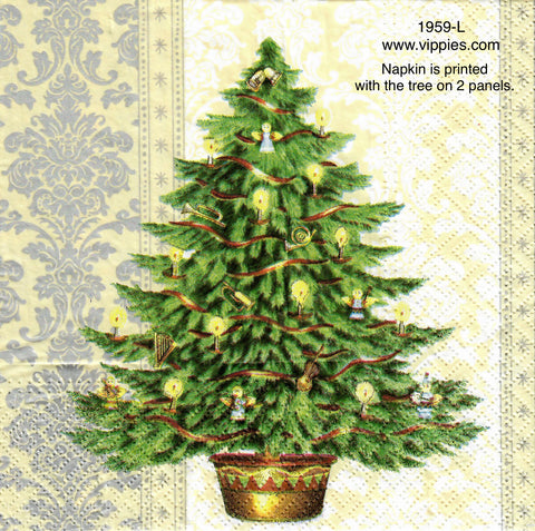 C-1959 Christmas Tree Candles Napkin for Decoupage